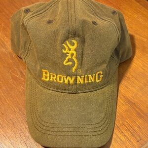 Vintage Y2K Browning Hunting Rifle Brand Cotton Ballcap Hat Feels Like Suede